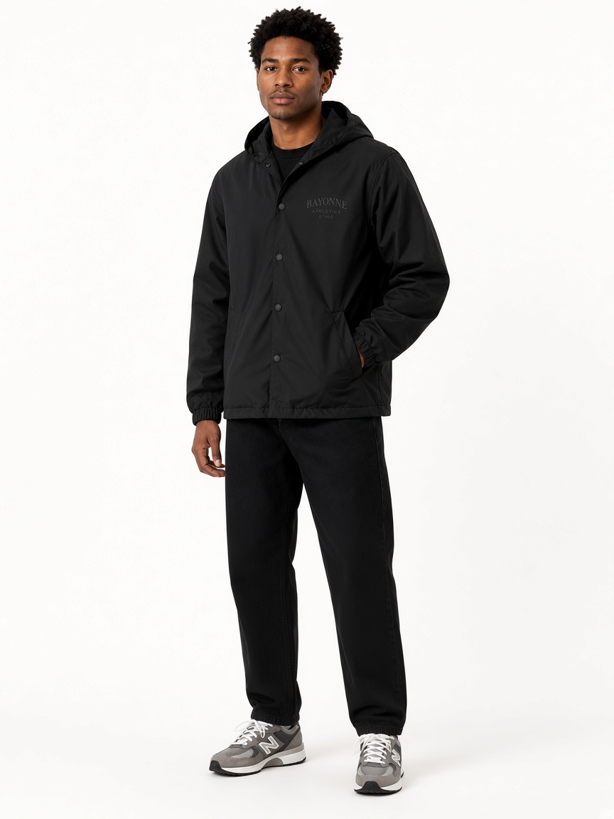 Harbor Division Hooded Coach Jacket, worn full-length